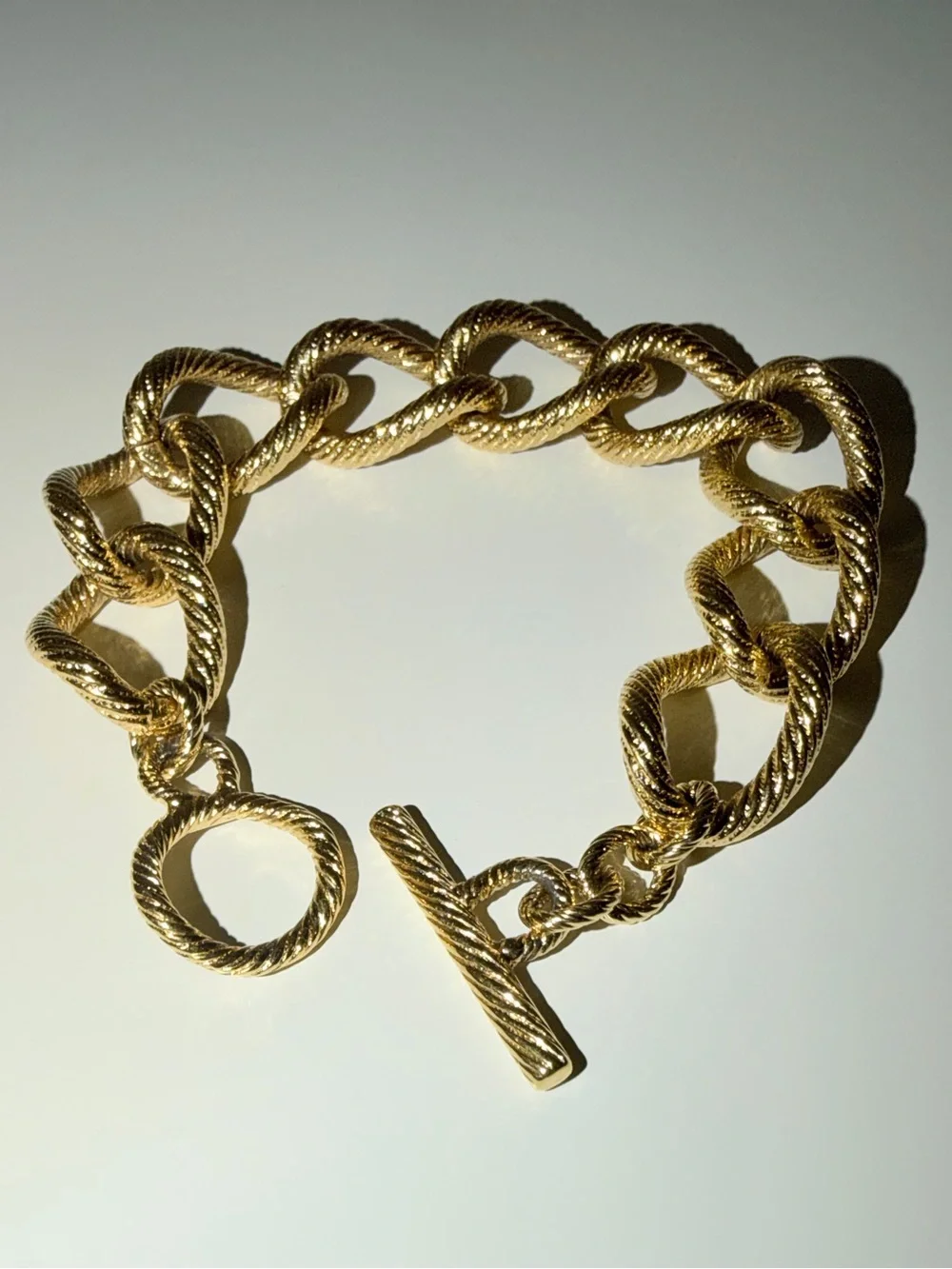 Vintage Gold-Tone Textured Chunky Link Bracelet